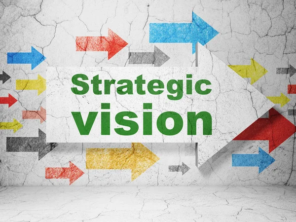 Business concept: arrow with Strategic Vision on grunge wall background — Zdjęcie stockowe