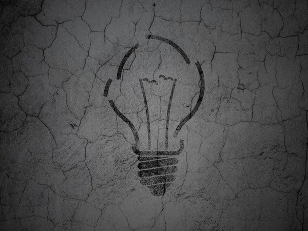 Geschäftskonzept: Glühbirne auf Grunge-Wand-Hintergrund — Stockfoto