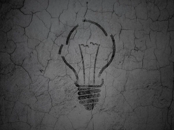 Business concept: Lampadina su sfondo grunge wall — Foto Stock