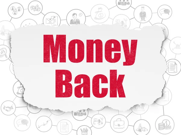 Financiën concept: geld terug op achtergrond gescheurd papier — Stockfoto