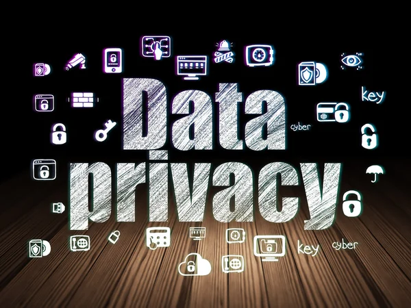 Security concept: Data Privacy in grunge dark room — Stock Photo, Image