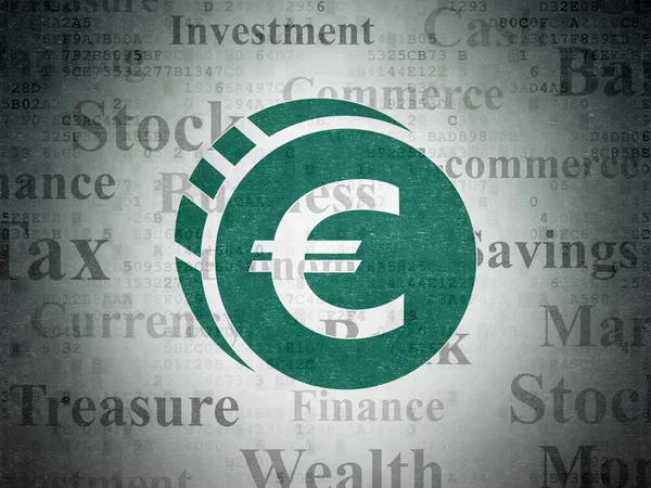 Concept monétaire : Euro Coin sur fond de papier numérique — Photo