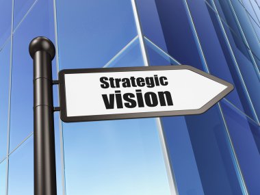 Business concept: sign Strategic Vision on Building background