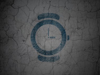Time concept: Hand Watch on grunge wall background