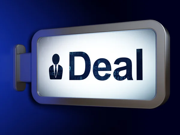 Business concept: Deal and Business Man on billboard background — Stok fotoğraf