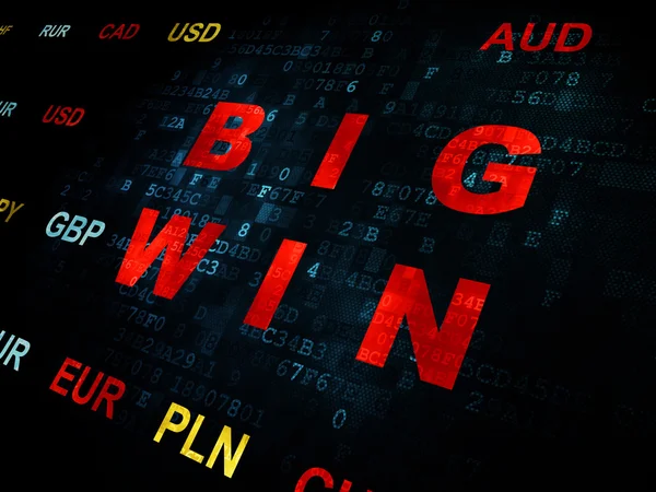 Concept d'entreprise : Big Win sur fond numérique — Photo