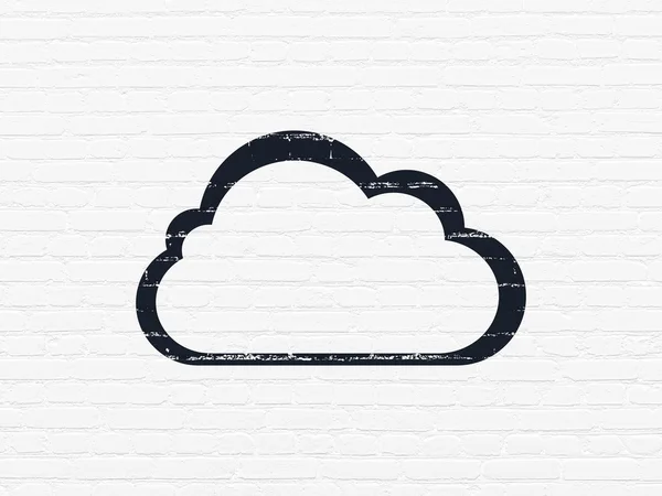 Концепция облачных вычислений: Облако на фоне стен — стоковое фото
