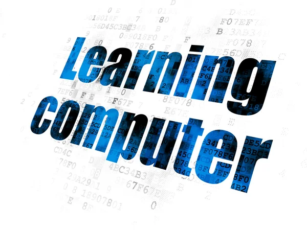 Концепция обучения: Компьютерное обучение на цифровом фоне — стоковое фото