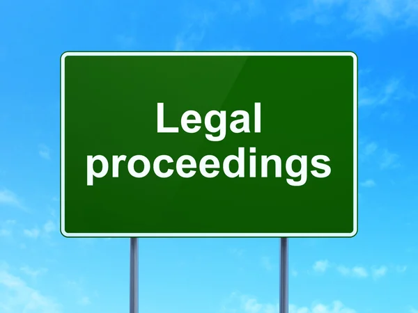 Law concept: Legal Proceedings on road sign background — 图库照片
