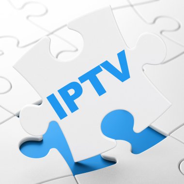 Web development concept: IPTV on puzzle background