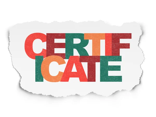 Law concept: Certificate on Torn Paper background — Stock Photo, Image