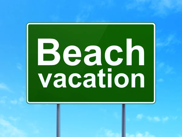 Tourism concept: Beach Vacation on road sign background — Stock Photo, Image