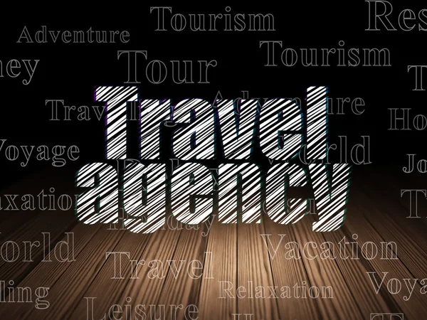Tourism concept: Travel Agency in grunge dark room — Stockfoto