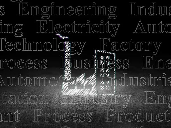 Concetto industriale: Edificio industriale in camera oscura grunge — Foto Stock
