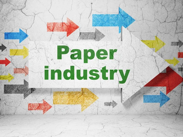 Manufacuring concept: arrow with Paper Industry on grunge wall background — Stockfoto
