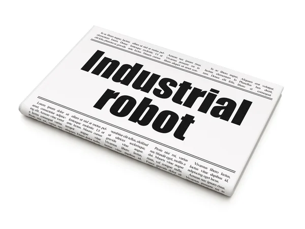 Manufacuring concept: newspaper headline Industrial Robot — Stok fotoğraf