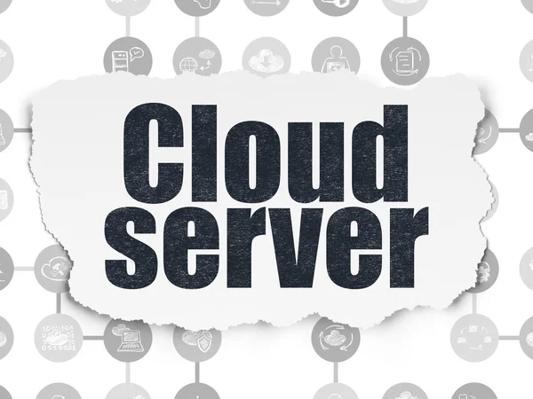 Cloud networking concept: Cloud Server on Torn Paper background — Stock Photo, Image