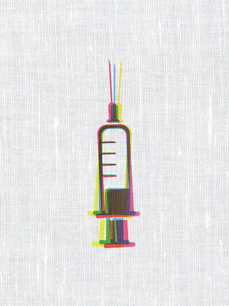 Medicine concept: Syringe on fabric texture background — 图库照片