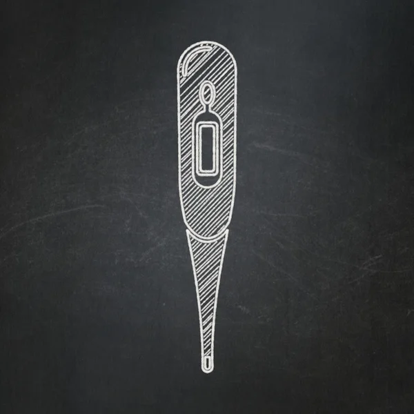 Health concept: Thermometer on chalkboard background — ストック写真