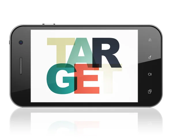 Business concept: Smartphone with Target on  display — ストック写真