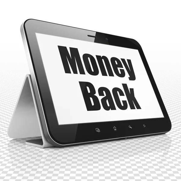 Business concept: Tablet Computer con Money Back in mostra — Foto Stock