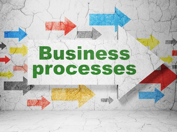 Business concept: arrow with Business Processes on grunge wall background — Stock Photo, Image