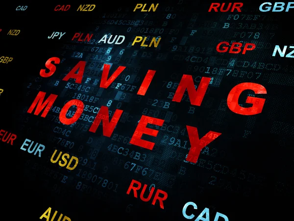 Finanční koncept: úspora peněz na digitální pozadí — Stock fotografie
