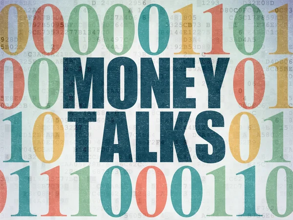 Concepto empresarial: conversaciones sobre el dinero en el contexto del papel digital — Foto de Stock