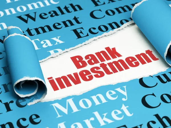 Concepto de moneda: texto rojo Bank Investment under the piece of torn paper —  Fotos de Stock