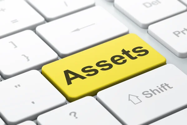 Currency concept: Assets on computer keyboard background — Stockfoto