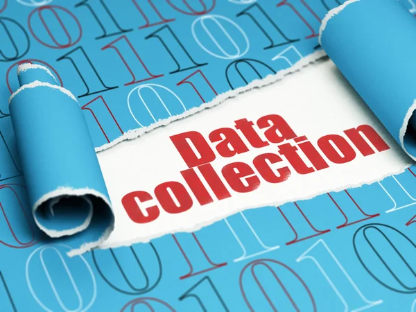 Концепція даних: червоний текст Збір даних під шматочком рваного паперу — стокове фото