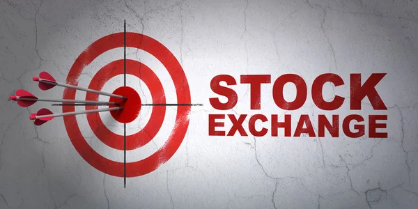 Business concept: target and Stock Exchange on wall background — Stok fotoğraf