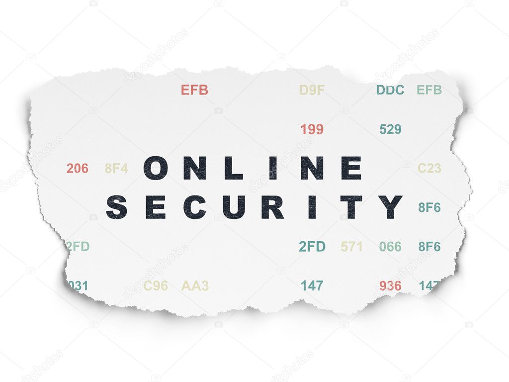Safety concept: Online Security on Torn Paper background