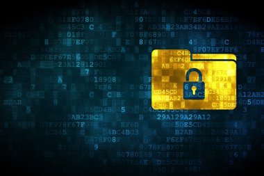 Ekonomi kavramı: klasör ile kilidi dijital arka plan üzerinde