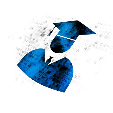 Kavram öğrenme: dijital arka plan üzerinde öğrenci