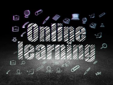 Eğitim kavramı: grunge karanlık odada Online öğrenme