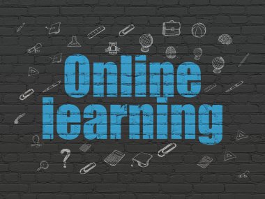 Eğitim kavramı: duvar arka plan üzerinde Online öğrenme