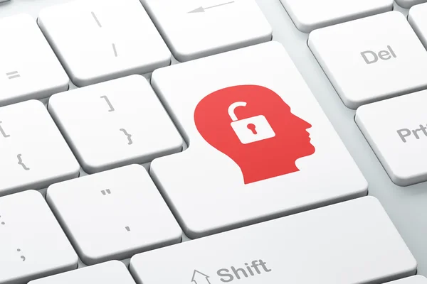 Finance concept: Head With Padlock on computer keyboard background — Stock Photo, Image