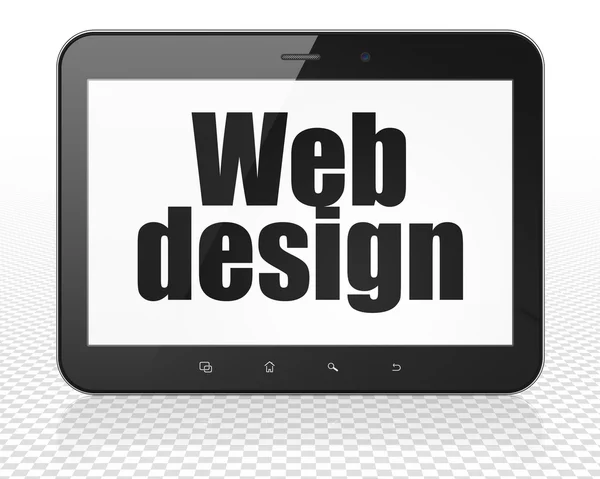 Webdesign-Konzept: Tablet-PC mit Webdesign auf dem Display — Stockfoto