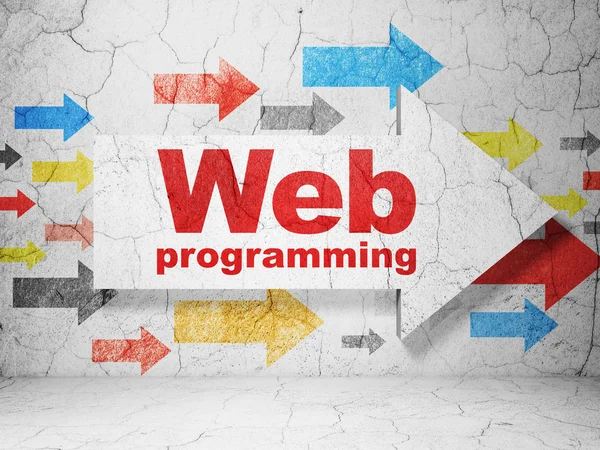 Concetto di Web design: freccia con Web Programming su sfondo grunge wall — Foto Stock