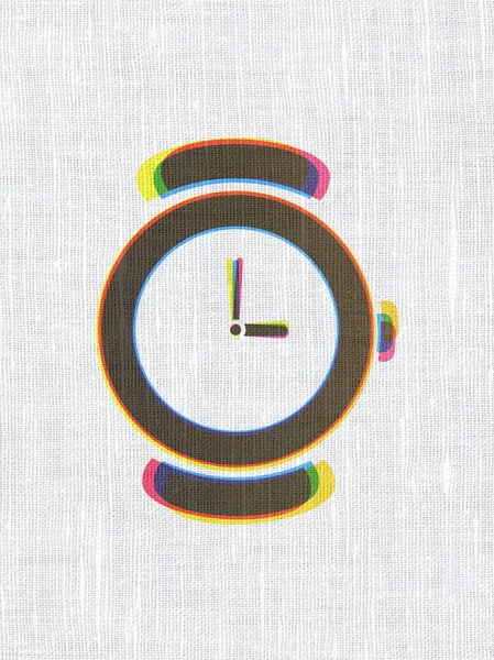 Time concept: Hand Watch on fabric texture background — 图库照片