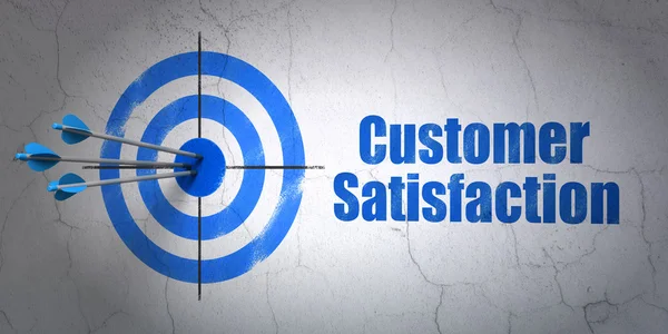 Concetto di marketing: target e Customer Satisfaction su sfondo wall — Foto Stock