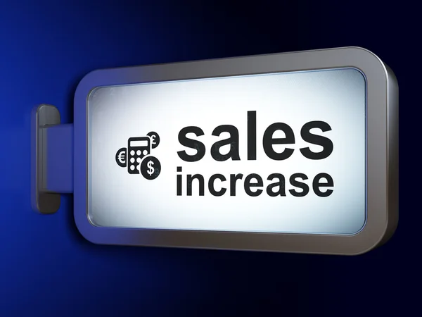 Marketing concept: Sales Increase and Calculator on billboard background