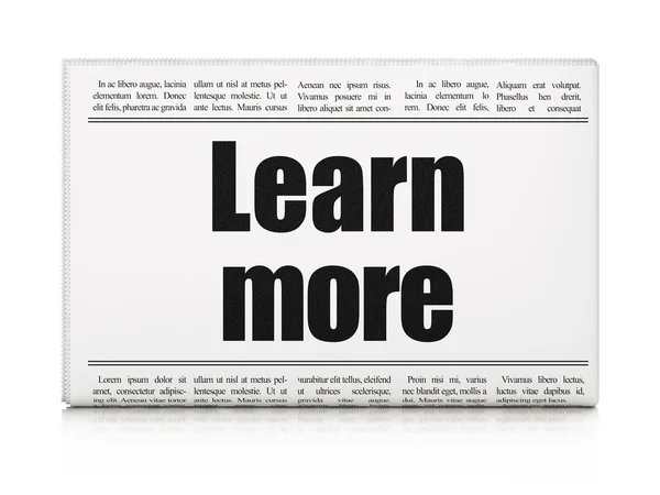 Leren concept: krant headline meer informatie — Stockfoto
