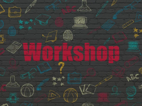 Onderwijs concept: Workshop over muur achtergrond — Stockfoto