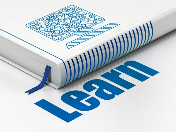 Learning concept: book Computer Pc, Learn on white background — Stok fotoğraf