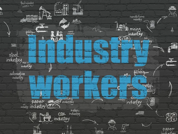 Manufacuring 개념: 산업 노동자 벽 배경 — 스톡 사진