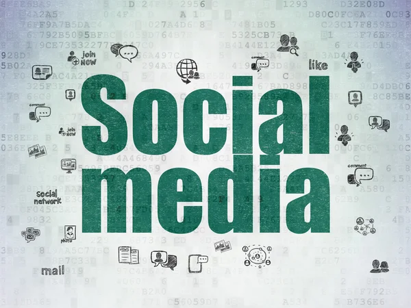 Concetto di social network: social media su sfondo carta digitale — Foto Stock