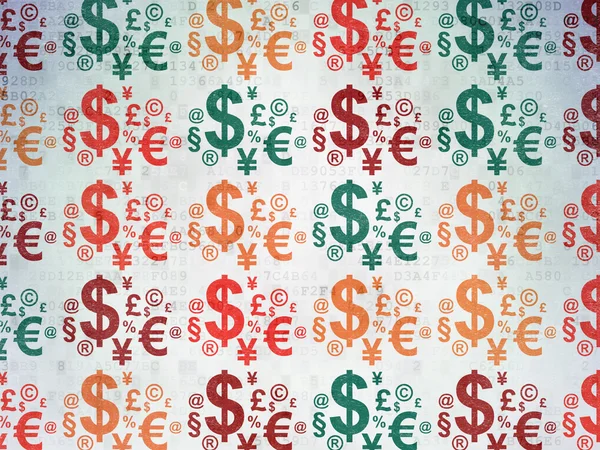 Concept d'actualités : Symbole Finance icônes sur fond de papier numérique — Photo