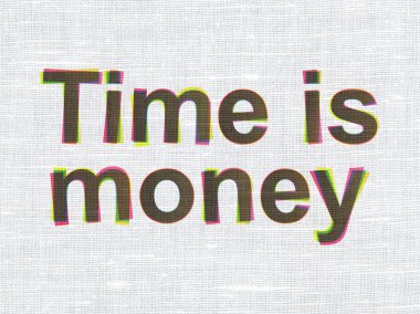 Timeline concept: Time is Money on fabric texture background